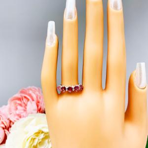 Mystic Pink Topaz Five Stone Sterling Silver Ring Natural 4mm Round October Birthstone Alternative SIZE 7  FINAL SALE