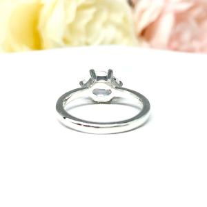 Lab White Sapphire Oval East West Horizontal Set Ring