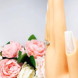Lab White Sapphire Pear Engagement Ring 3mm Wide Band