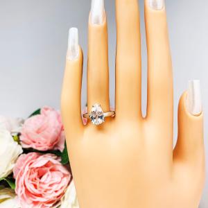 Lab White Sapphire Pear Engagement Ring 3mm Wide Band
