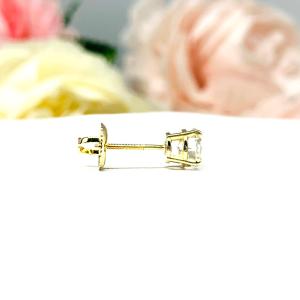 Round Moissanite Screw Back 14k Gold SINGLE STUD Earring