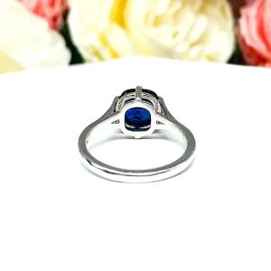 Lab Blue Sapphire 8mm Cushion Ring