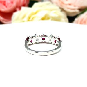 Lab Ruby Cubic Zirconia 4mm Round Five Stone Ring