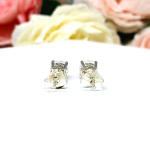 Rainbow Moonstone Stud Earrings - 6mm round gemstones - Sterling silver settings - June birthstone gift