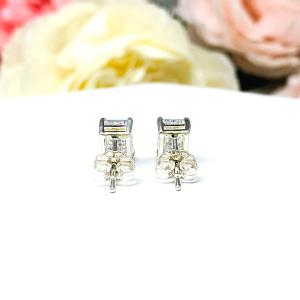 Emerald Cut Cubic Zirconia Stud Earrings