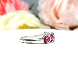 Mystic Pink Topaz Five Stone Sterling Silver Ring Natural 4mm Round October Birthstone Alternative SIZE 7  FINAL SALE