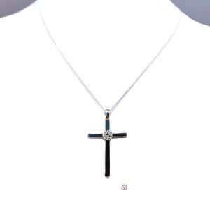 Moissanite Cross Sterling Silver Pendant With Optional Chain