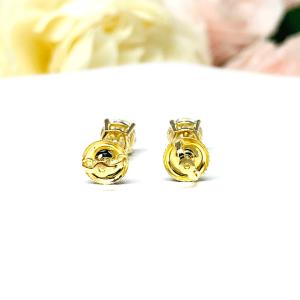 14k Gold Moissanite Stud Earrings – Round Brilliant DEF VVS – Screw Back – 6 Sizes