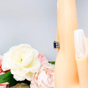 Lab Blue Sapphire Oval Sterling Silver Ring