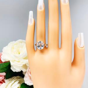 Lab White Sapphire Oval Sterling Silver Ring