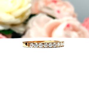 Round Moissanite 2mm Half-Eternity 10k Rose Gold Wedding Band Size 6.5 FINAL SALE