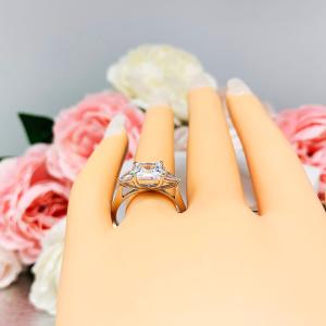 Princess & Pear-Cut CZ 3-Stone Engagement Ring • 7mm, Sterling Silver, Size 8