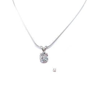 Round White Topaz Pendant - Sterling silver necklace - Three size options