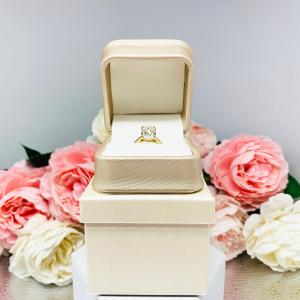 Ring Gift Presentation Box - Shimmer champagne color - Includes ivory color outer box