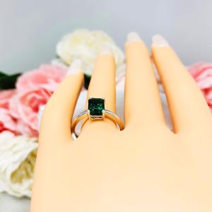Emerald Cut Lab Created Emerald Ring - Sterling Silver