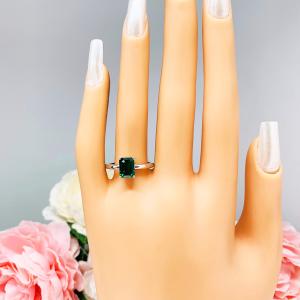 Emerald Cut Lab Created Emerald Ring - Sterling Silver