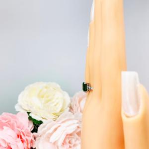 Emerald Cut Lab Created Emerald Ring - Sterling Silver