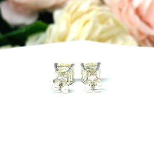 Old Mine Cut Light Yellow CZ Stud Earrings