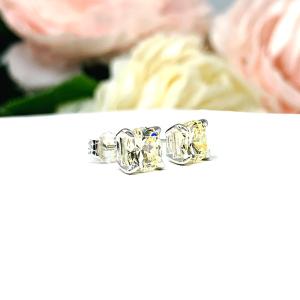 Old Mine Cut Light Yellow CZ Stud Earrings