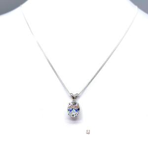 Oval CZ Pendant - Sterling silver necklace -Six size options