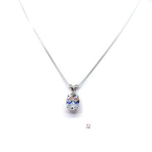 Oval CZ Pendant - Sterling silver necklace -Six size options