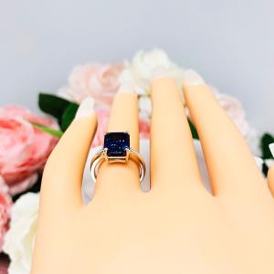 Lab Blue Sapphire 10x8mm Emerald Cut Ring