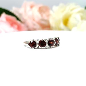 Natural Mozambique Red Garnet 4mm Round January Birthstone Five Stone Ring SIZE 7 FINAL SALE