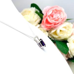 African Amethyst Oval Pendant Sterling Silver Necklace Natural 12x8mm 3 Carats