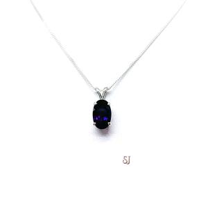 African Amethyst Oval Pendant Sterling Silver Necklace Natural 12x8mm 3 Carats