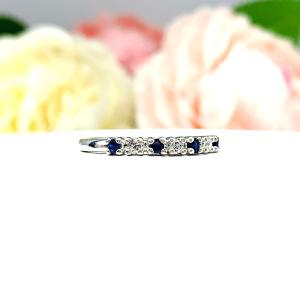 Lab Blue Sapphire Cubic Zirconia 2mm Round Stacking Wedding Band