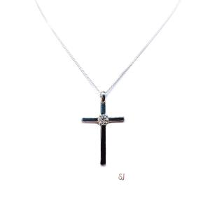Moissanite Cross Sterling Silver Pendant With Optional Chain