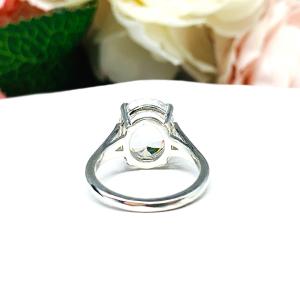 Lab White Sapphire Oval Sterling Silver Ring