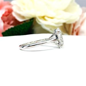 Lab White Sapphire Elongated Oval Engagement Ring 12x8mm 4.5 Carats