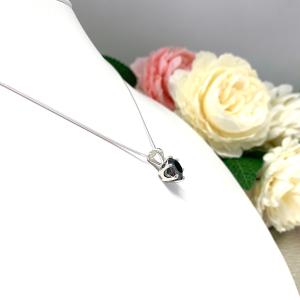 Black Round Moissanite Sterling Silver Pendant Necklace Authentic