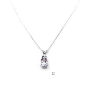 White Topaz Pear Pendant Sterling Silver Necklace Natural