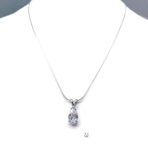 Pear CZ Pendant Sterling Silver Necklace