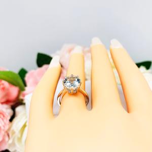 Genuine Aquamarine Oval Ring Size 4.75 - 11x9mm (2.87 cts) gemstone - Sterling silver 8 prong setting