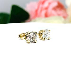 Round Moissanite 10k Gold Heavyweight Stud Earrings FREE 2 DAY UPS