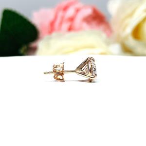 14k Gold Moissanite Martini Stud Earring – Single Stud in Five Size Options - Round brilliant DEF VVS lab stones