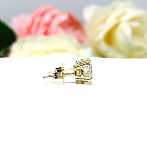 Round Moissanite 14k Gold Stud Earrings Authentic Claw Prong FREE 3RD DAY UPS