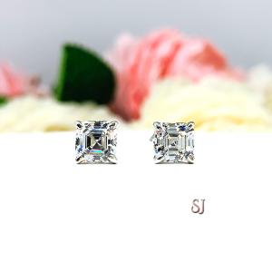 Asscher Cubic Zirconia Stud Earrings