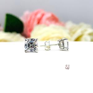 Asscher Cubic Zirconia Stud Earrings