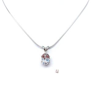 Oval Lab White Sapphire 6-Prong Pendant - Sterling silver necklace - Three size options