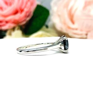 Black Moissanite Round Engagement Ring - 8mm (2 Cts) authentic moissanite - Sterling silver setting