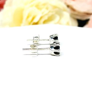 Round Black Moissanite 6 Prong Stud Earrings - Authentic moissanites - Sterling silver settings