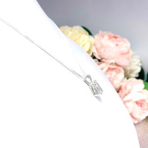 White Topaz Pear Pendant Sterling Silver Necklace Natural