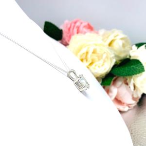 Oval Cubic Zirconia Pendant – 3 Ct 12x8mm near colorless CZ – Sterling silver necklace