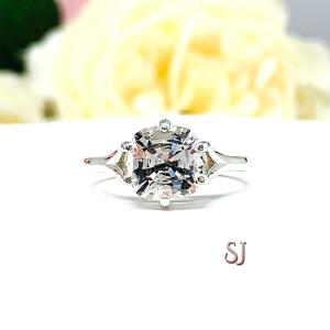 Lab White Sapphire 8mm Cushion Ring