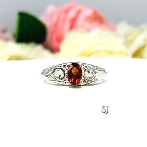 Genuine Madeira Citrine 6x4mm Oval Ornamental Leaf Ring SIZE 6
