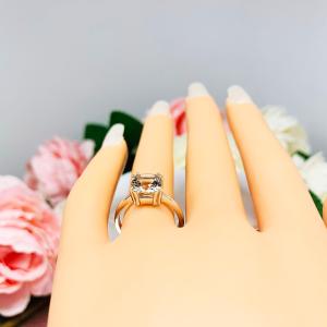 Genuine Peach Morganite Cushion Ring